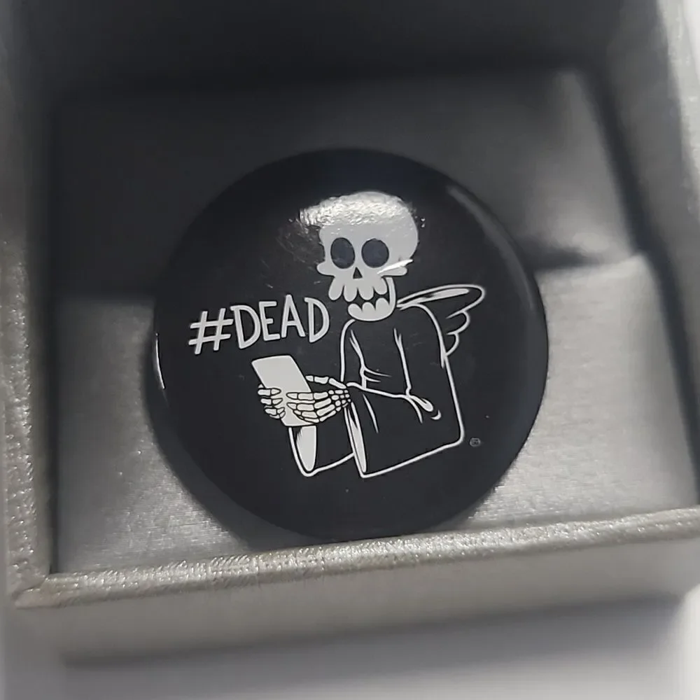 #Dead Grimreaper Skeleton Button Pin Brooch